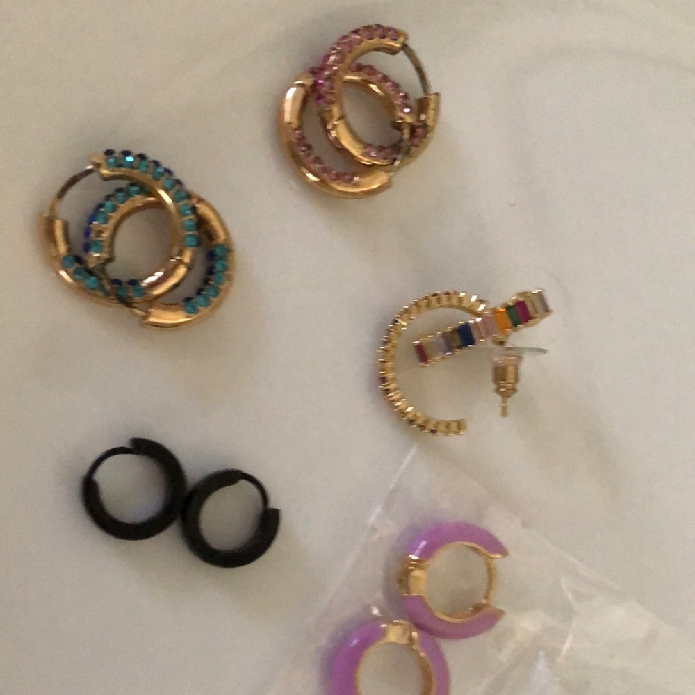 5 Huggy earings various colors